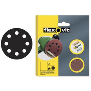 Flexovit Hook & Loop Sanding Disc 150Mm Medium 80G (Pack 6)