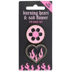 Something Different Burning Heart & Sad Flower Badge (Pack of 2)