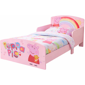 Pink Kids Toddler Bed Frame with Safety Rails, White shot 15823009