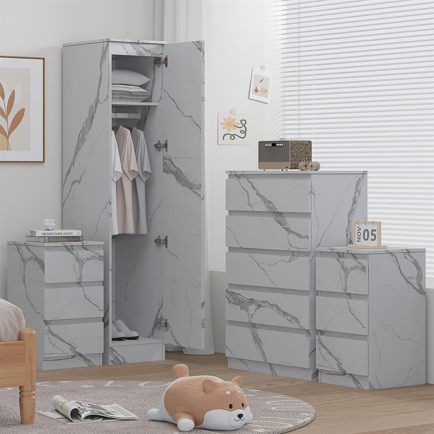 Zita Marble Effect Bedroom Set