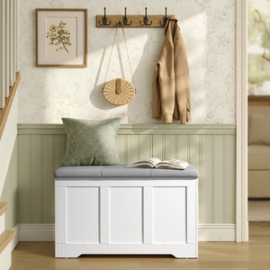VASAGLE Storage Chest with Lid, Farmhouse Shoe Storage Bench