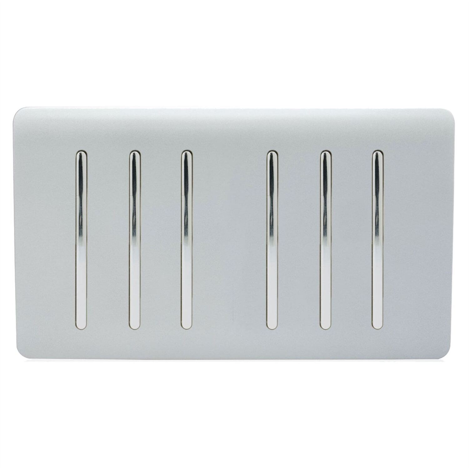 Trendi Switch Trendi 6 Gang 2 Way Rocker Double Plate Tactile Light Switch - Platinum Silver