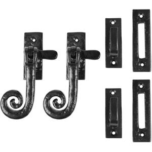 Curly Tail Window Fastener - Left Handed - W45mm x H115mm - Black - Pack of 2