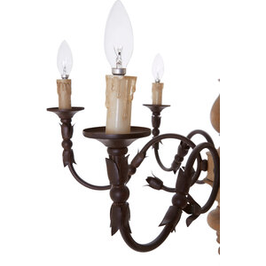 Paulette Wood and Metal 6 Arm Chandelier