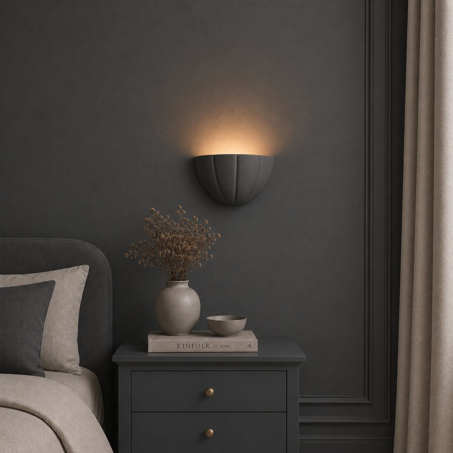 ValueLights - Leonardo - LED Flush Wall Light - Scallop - Grey Blue - Image 3