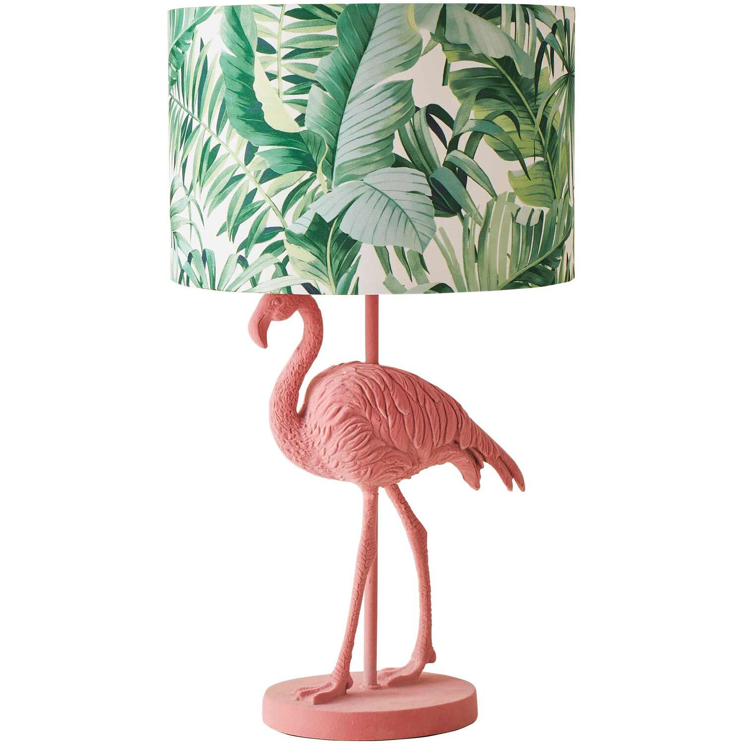 ValueLights Pink Velvet Flamingo LED Table Lamp - Tropical Palm Leaf Shade - Image 4