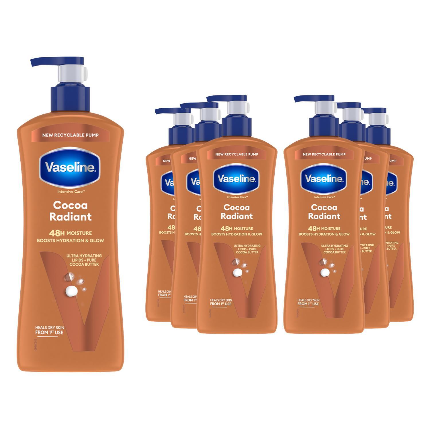 Vaseline Intensive Care Cocoa Radiant Body Lotion, 9 Pack, 600Ml For Dry Skin - White