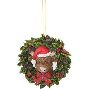 Highland Cow Wreath Hanging Decoration