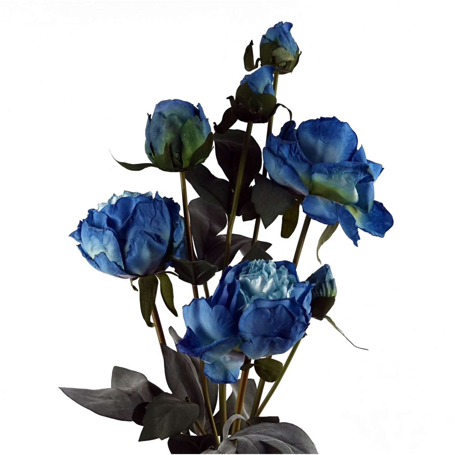 Blue Peony Artificial Flower Hessian Bound Spray 55cm - Blue