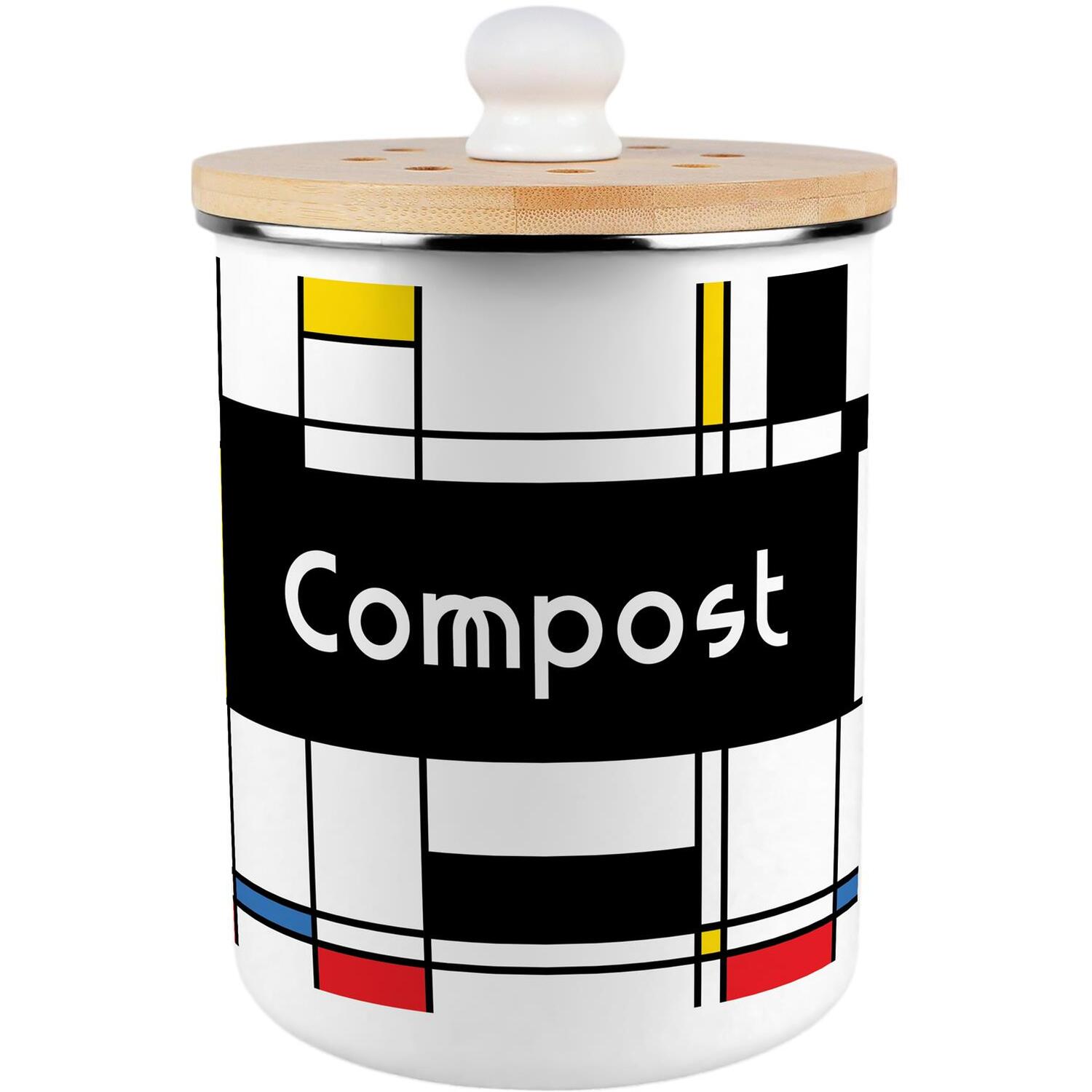 Retro Art Deco Food Waste Bin - Metal 2L Decorative Kitchen Compost Caddy Gift - Image 2