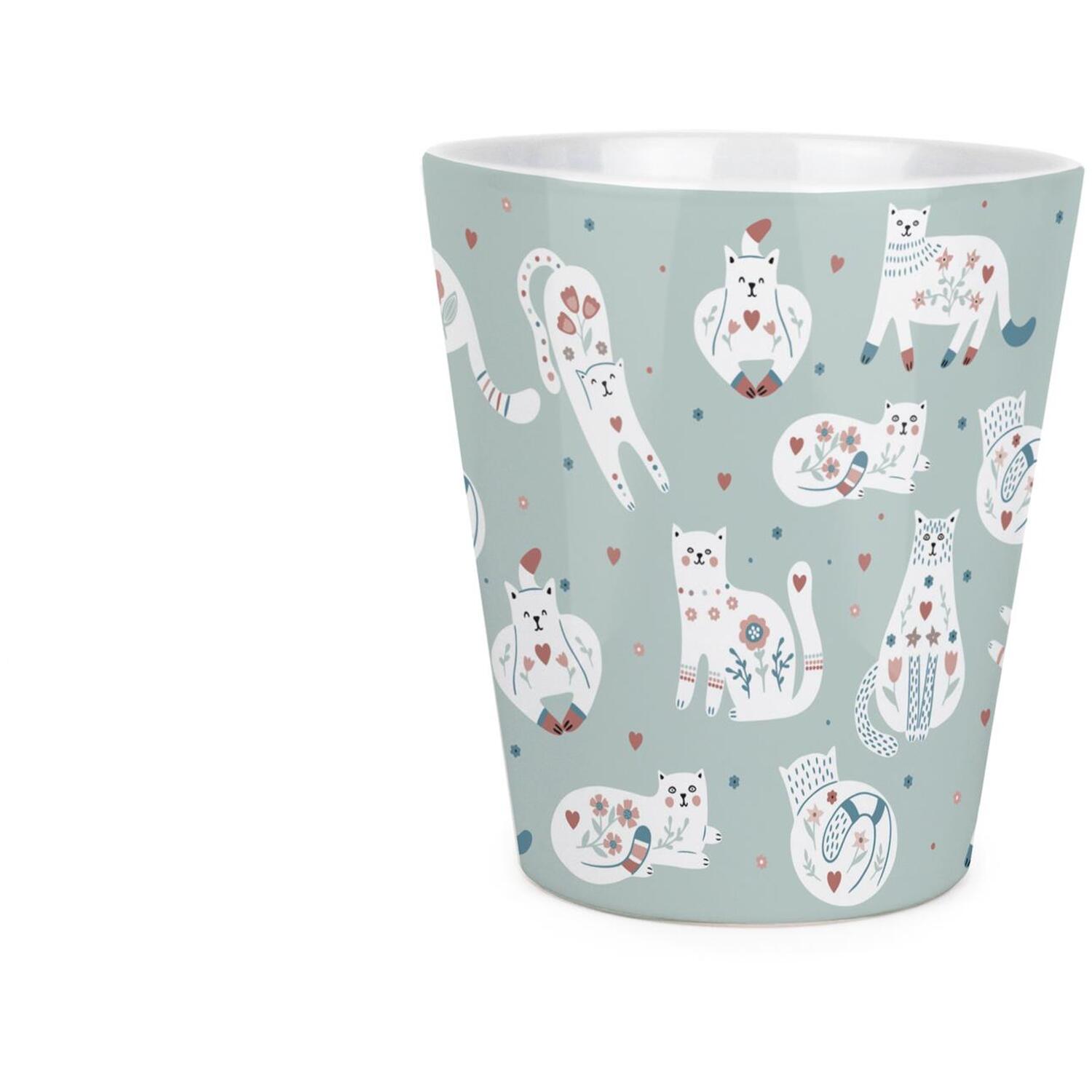 Purely Home Floral Cats Small Ceramic Plant Pot - Blue