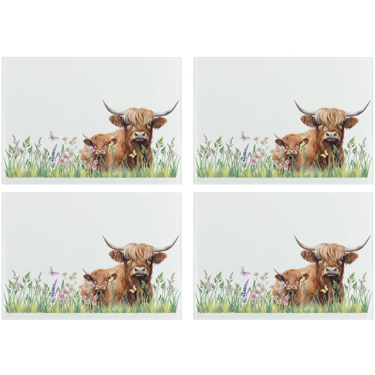 Image of Highland Cow & Calf Glass Placemats&hellip;