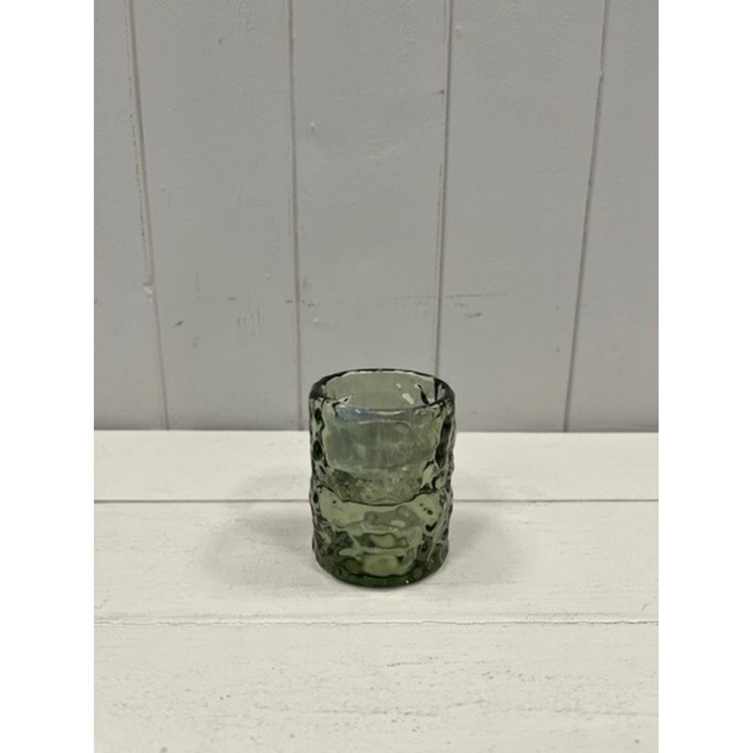  - Large Vintage Green Straight Textured Candle Holder - Image 3