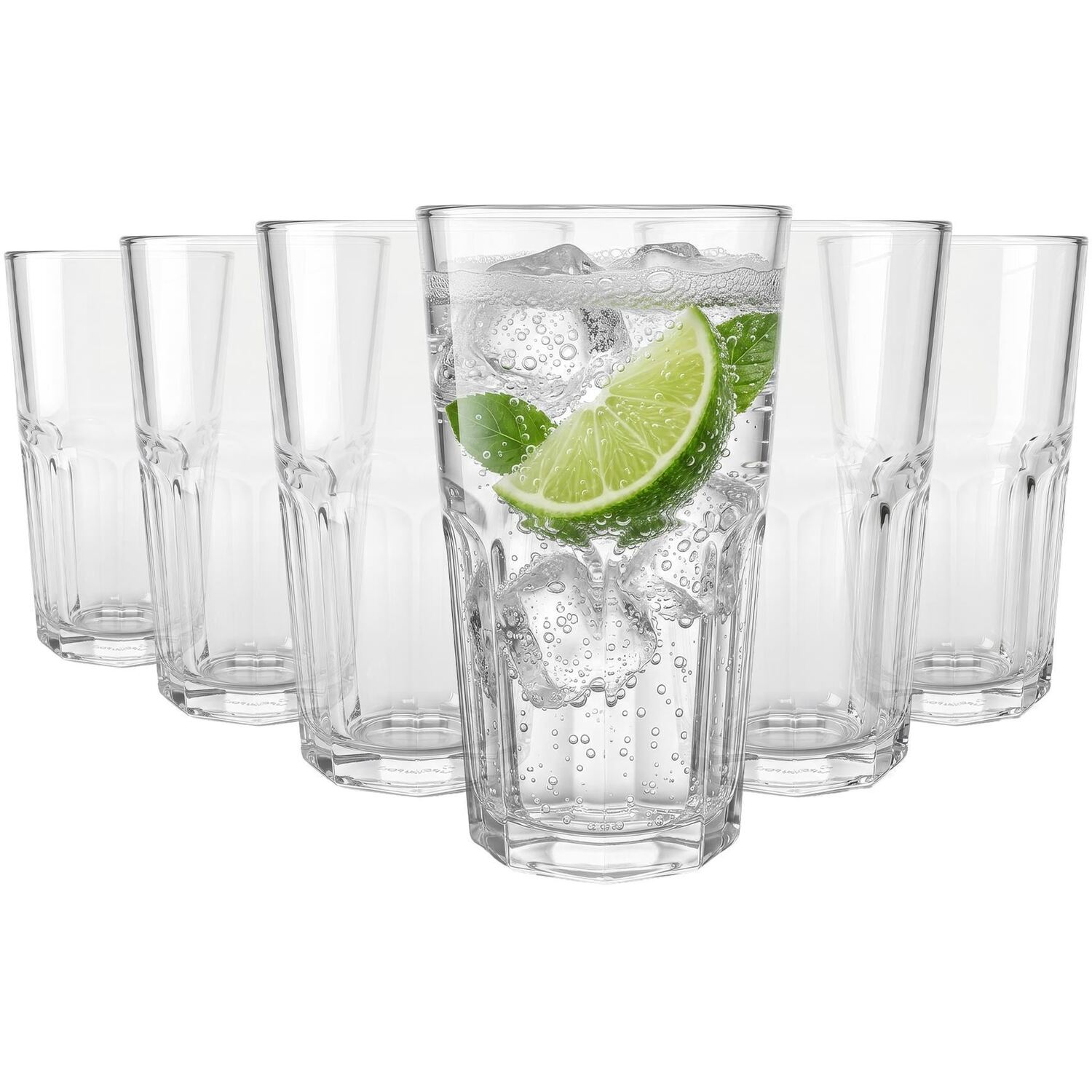Argon Tableware Panelled Highball Glasses - 400Ml - Pack Of 6, Clear - Image 4