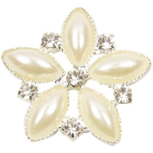 Pack of 10 Elegant Pearl And Diamante Flower Embellishments
