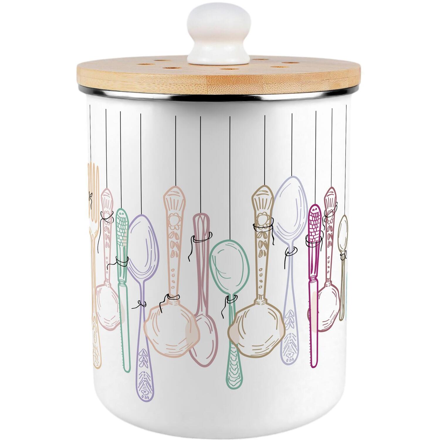 Vintage Cutlery Food Waste Bin - Metal Decorative Kitchen Compost Caddy, 2L - Image 3