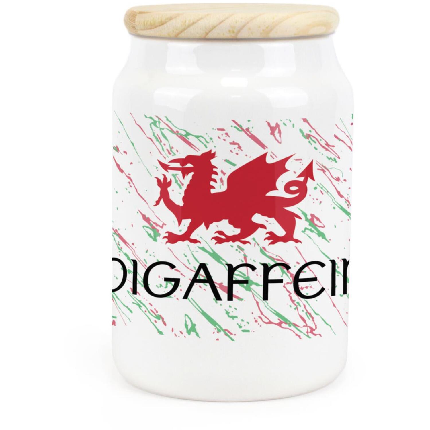 Ceramic Tapered Welsh Dragon Digaffein Canister - Decaf Storage Container - Image 2