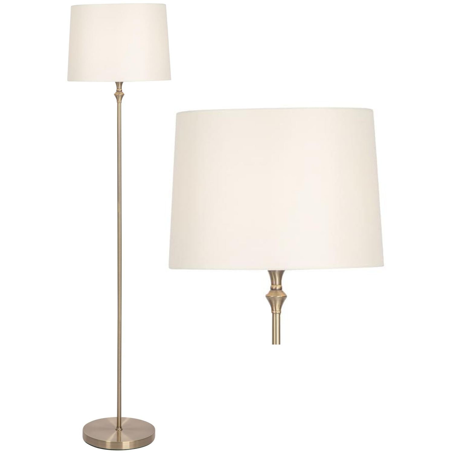 First Choice Lighting Winchester Floor Lamp - Antique Brass & Cream