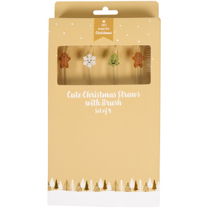 Pack of 4 Cute Christmas Straw Set