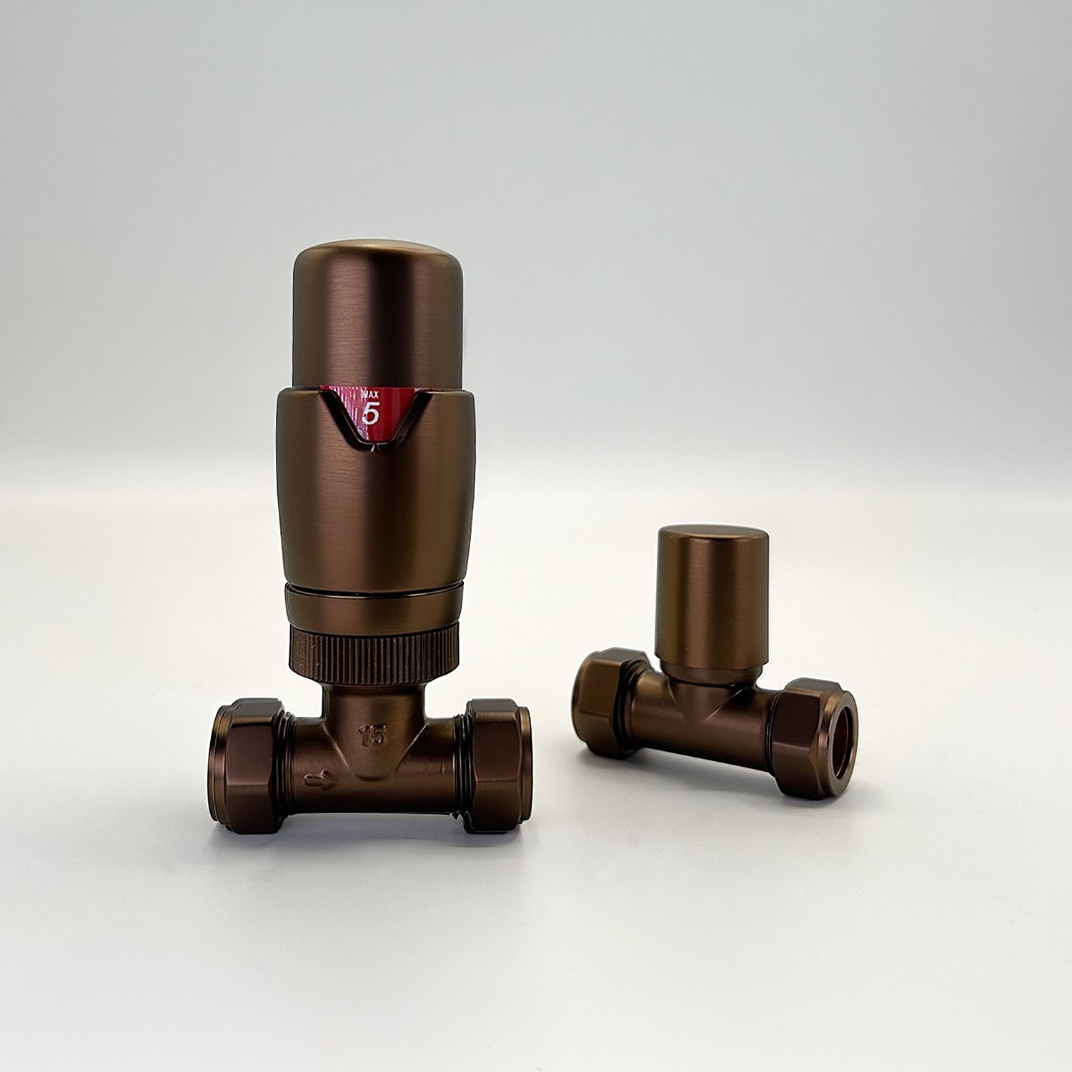 B&Q - Straight Brushed Bronze Thermostatic Radiator Valve (Trv) Set - Image 2