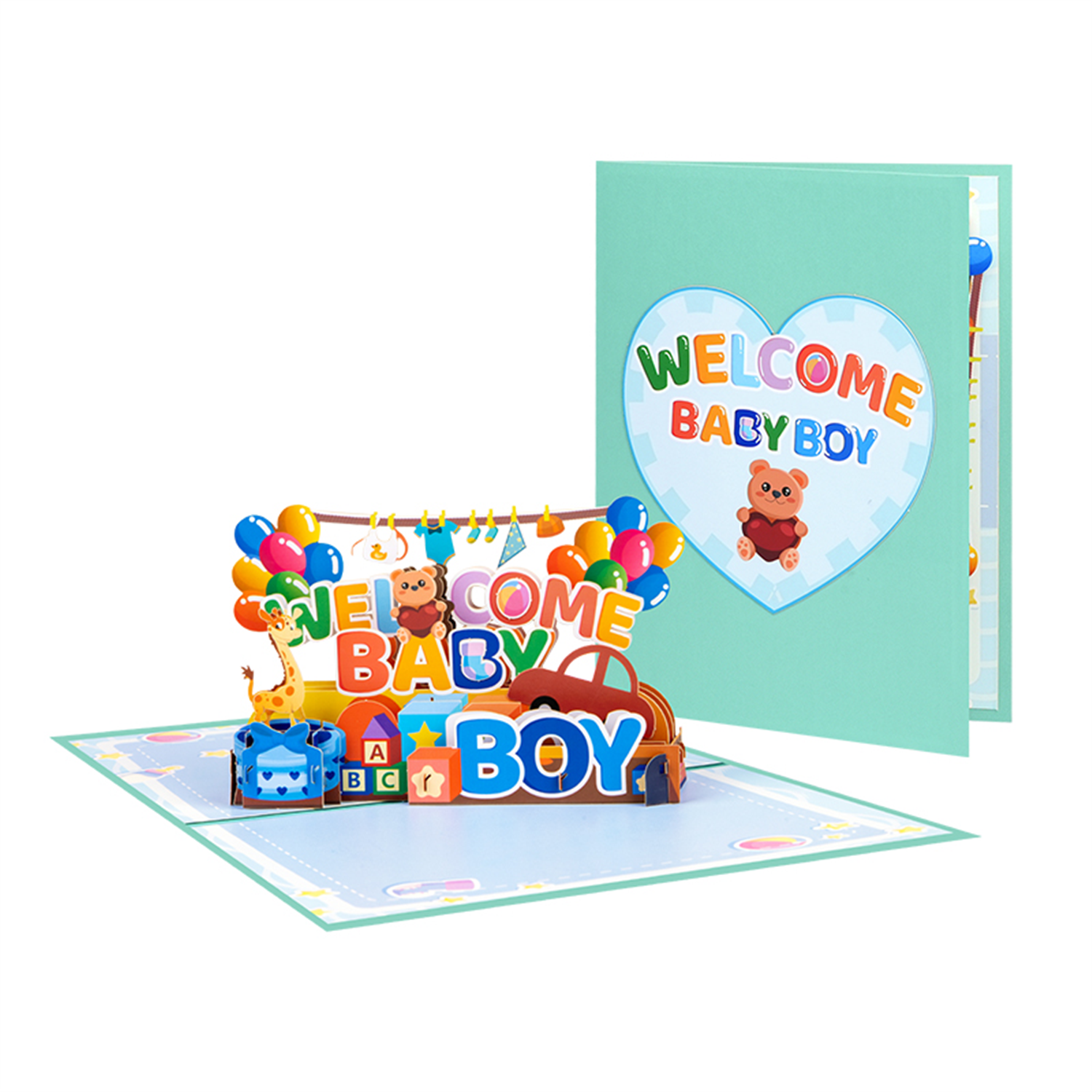 Bundle of Joy Welcome Baby Boy 3D Pop Up Greeting Card - Image 2