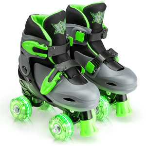 Xootz Kids LED Quad Roller Roller - Green