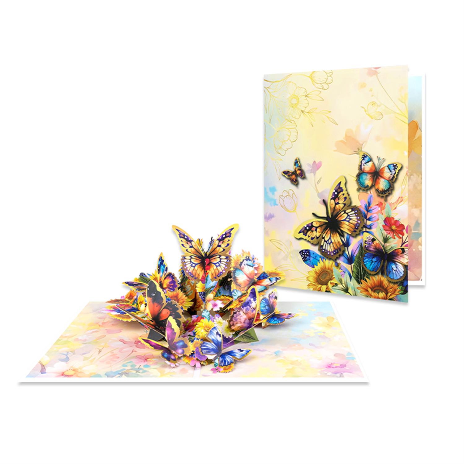 Brightfeel Wings Of Sunshine Floral Butterfly 3D Pop Up Greeting Card - White