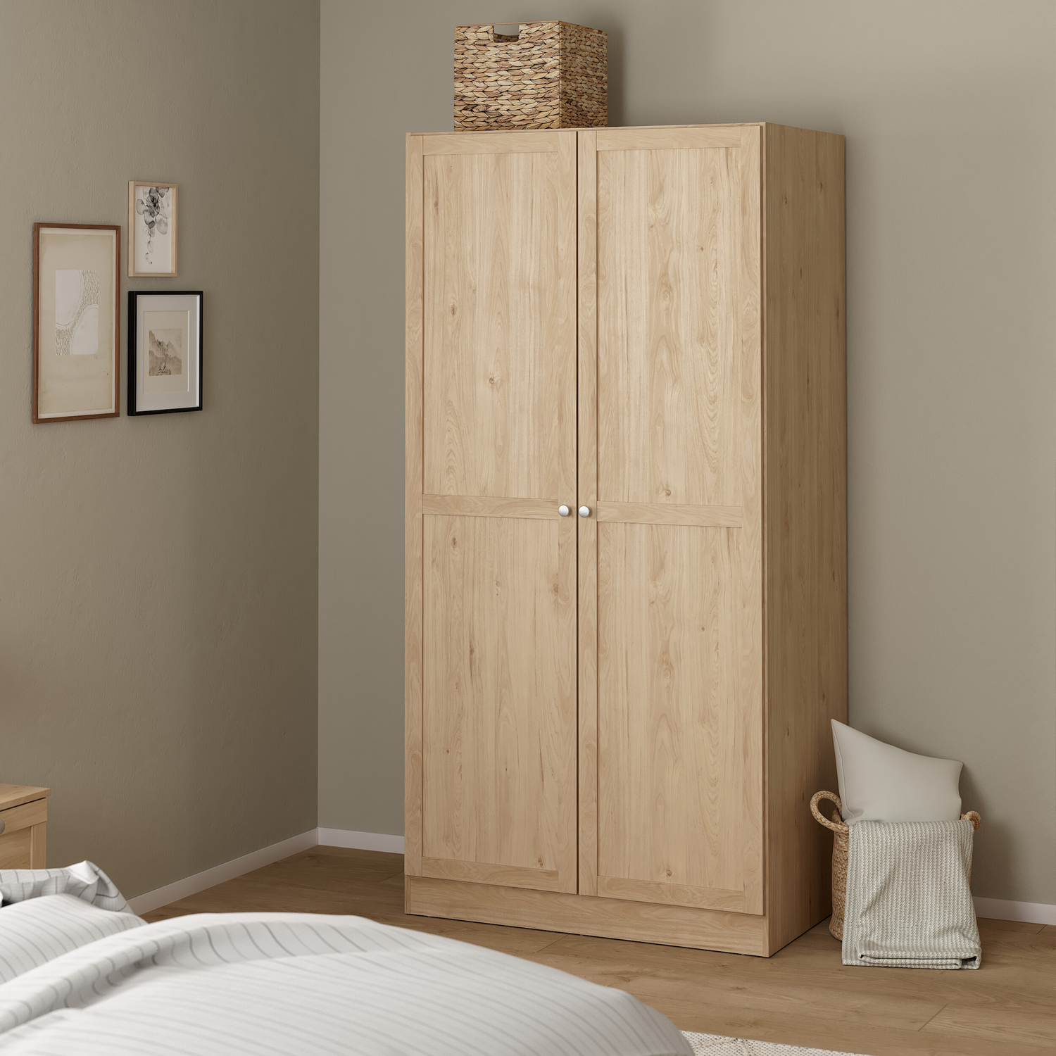 Furniture To Go Brown Brande Wardrobe With 2 Frame Doors In Jackson Hickory - Malemine - 1 - Image 4