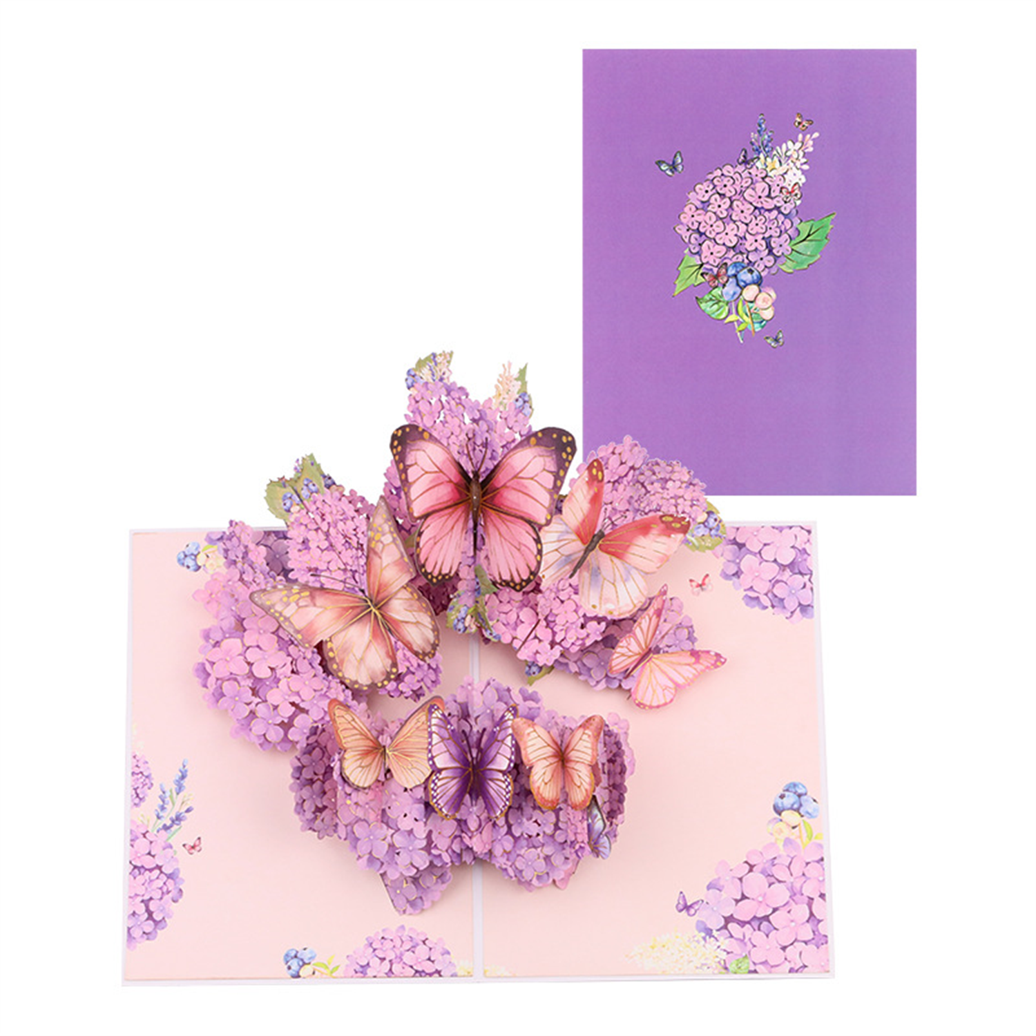  - Flower & Butterfly Purple 3D Pop Up Greeting Card - Image 3