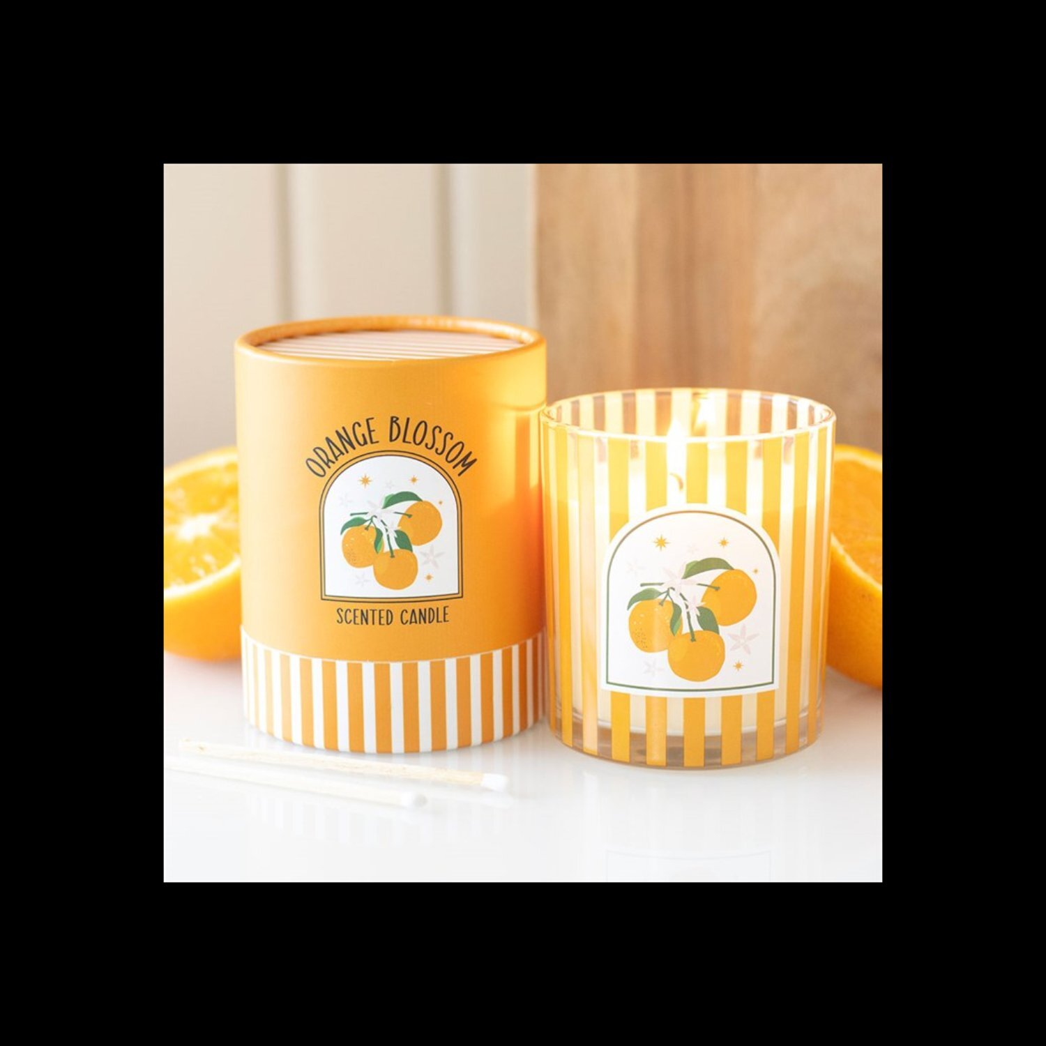  - Orange Blossom Scented Candle In Striped Glass Jar - Image 3