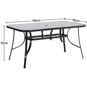 Black / 1*150CM Rectangular Table and 4*Folding Chairs Garden Table and Chair Outdoor Bistro Set shot 19227439