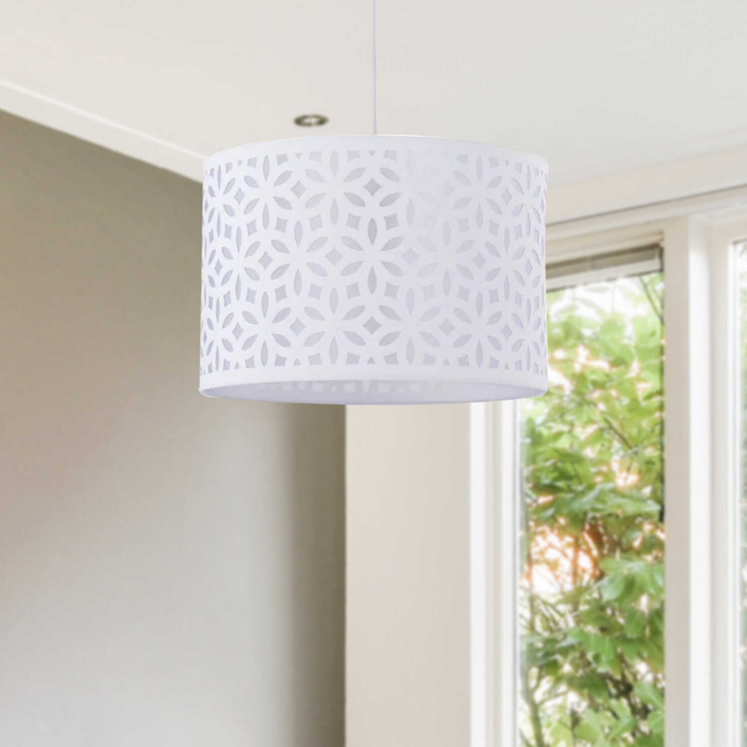 White Laser Cut 30cm Pendant Light Shade - Image 2