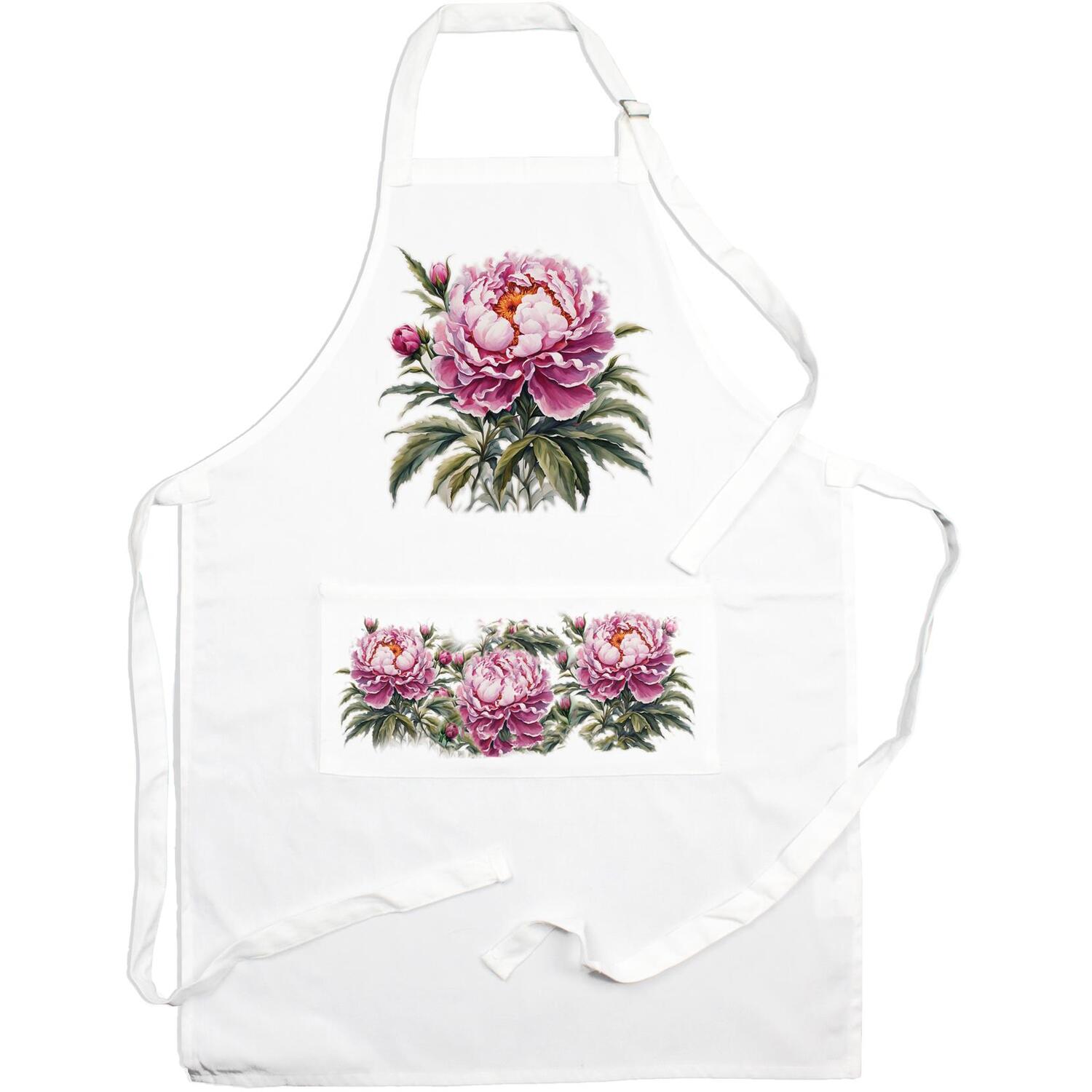 Garden Flowers Apron - Peonies Cooking & Baking Floral Kitchen Gifts - Image 2
