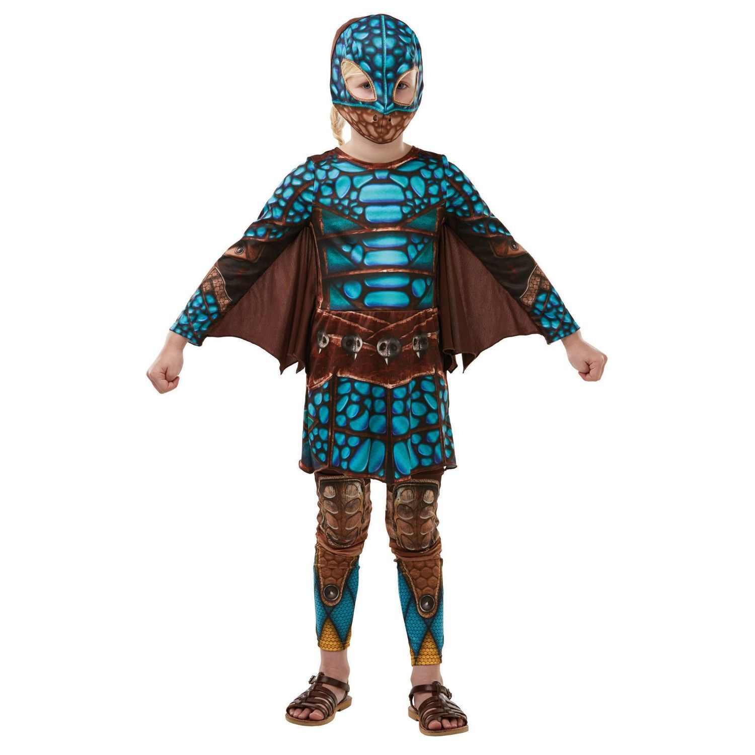 How To Train Your Dragon Girls Deluxe Astrid Battlesuit Costume A - Brown/Blue / 3+