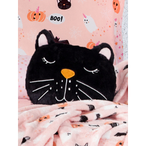 Halloween Ghost & Magical Cat Fleece Cushions - Spooky Decor Pillows
