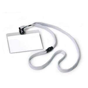 Lanyard Name Badge Grey Id Card Holder & Inserts - 10 Pack - 60 x 90mm