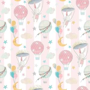 Up and Up and Away Wallpaper Sample, Soft Pastels