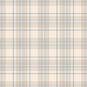Traditional Check Wallpaper Sample, Cream and Blue