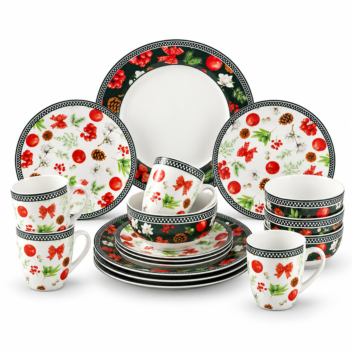 Simpa Christmas Flora Dinner Set - Multicoloured / 16