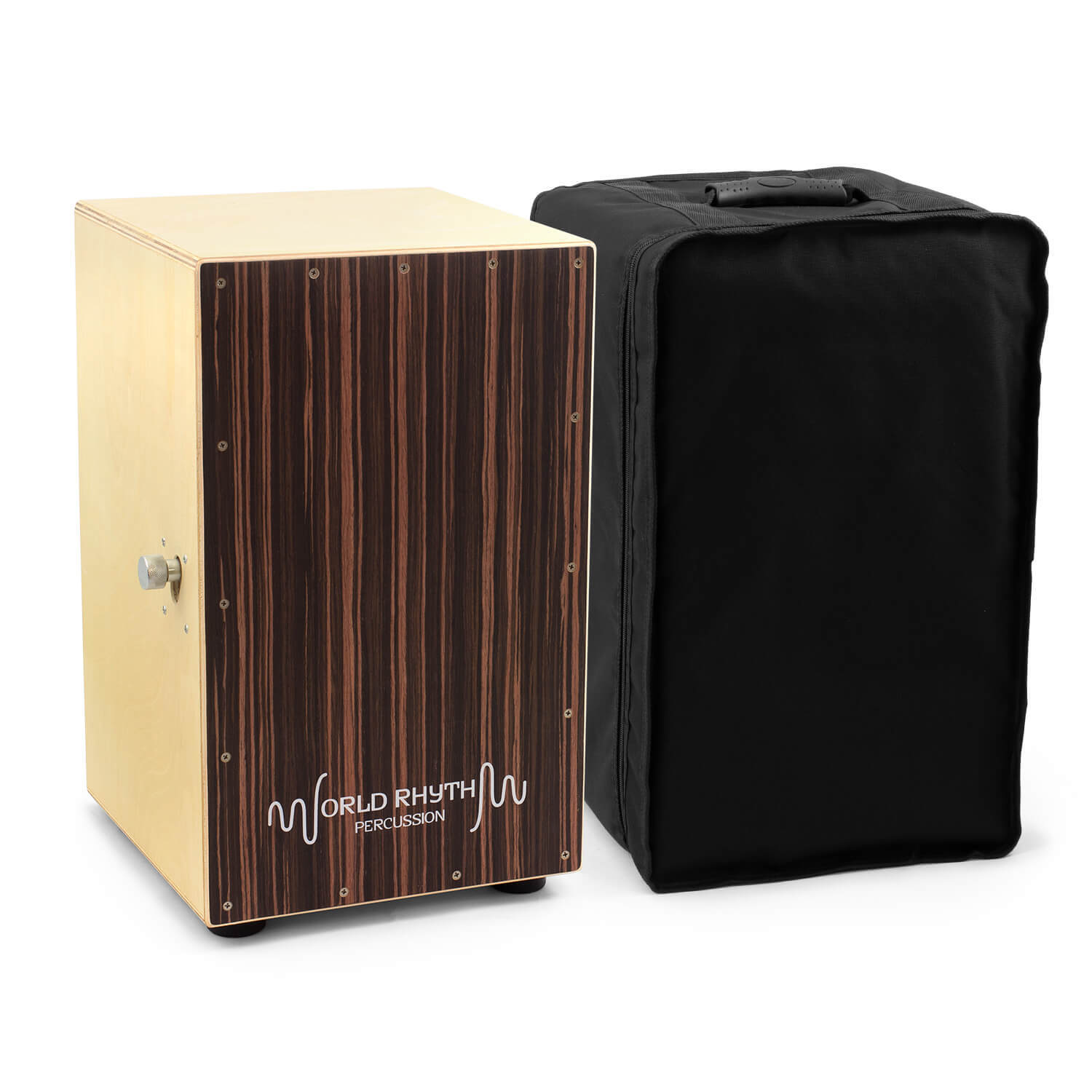 World Rhythm Cajon With Adjustable Snare, Padded Gig Bag And Cushion - Neutral