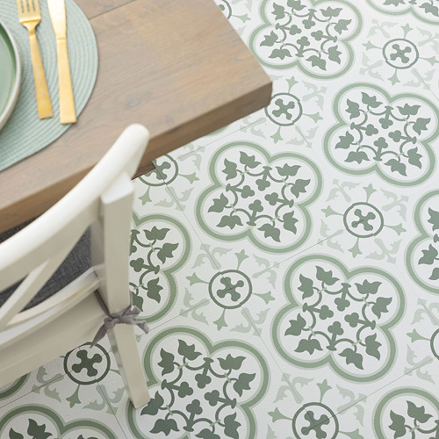 Fine Decor Floor Pops Remy Green Self-Adhesive Vinyl Floor Tiles