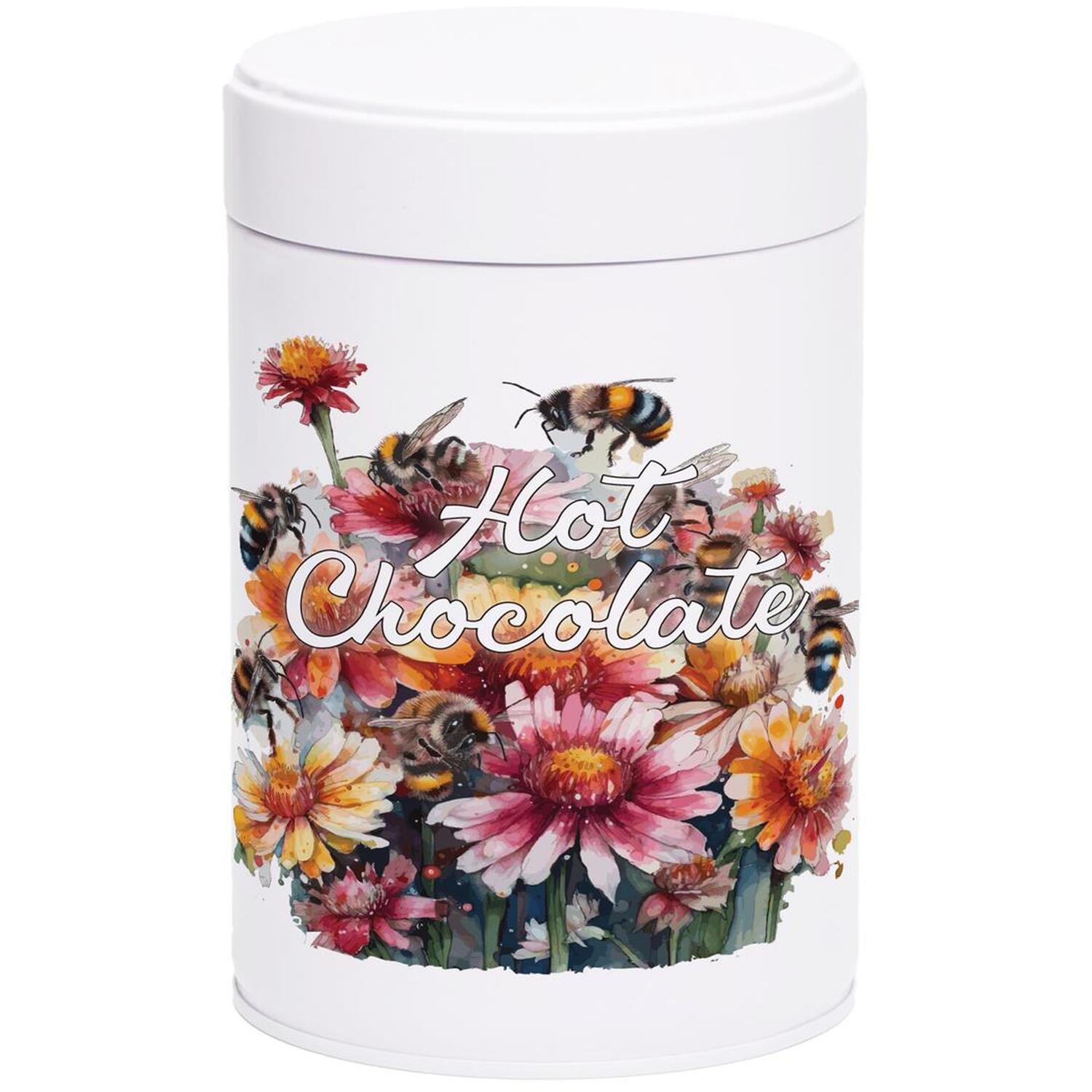 Flowers & Bees Hot Chocolate Canister - Metal Screw Top Kitchen Storage Gift - Image 2