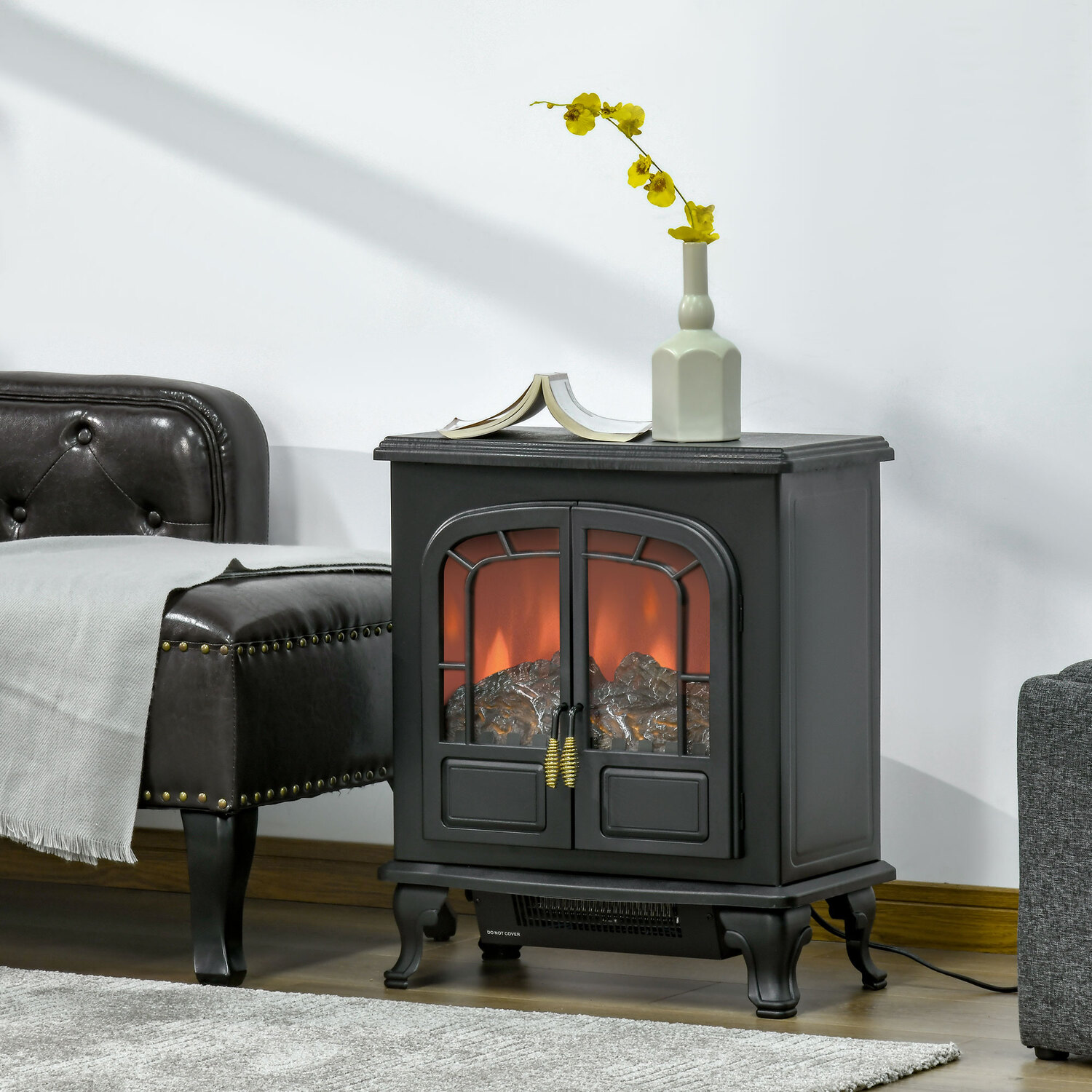 Electric Fireplace Heater with LED Fire Flame Effect