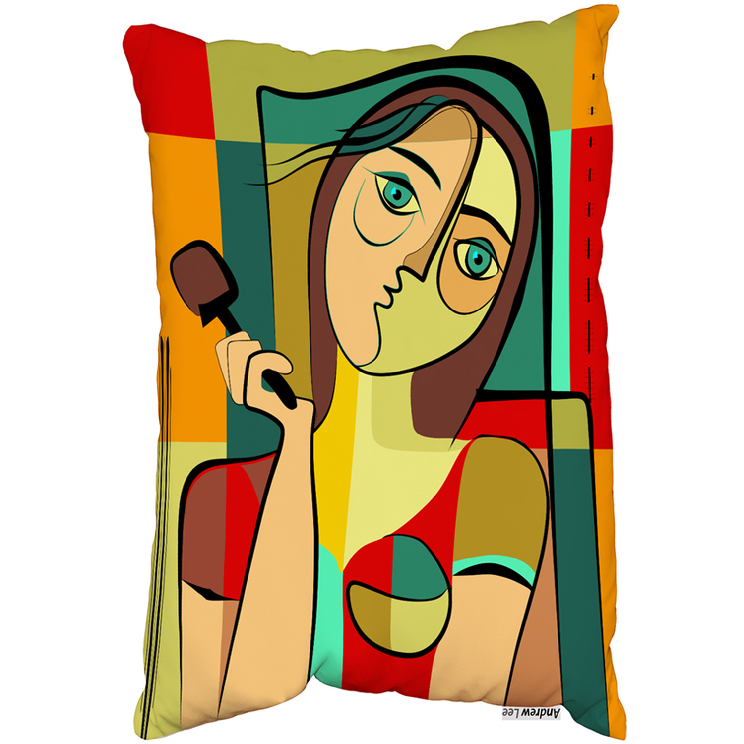 Woman With Chocolate In Hand Outdoor Cushion - Green