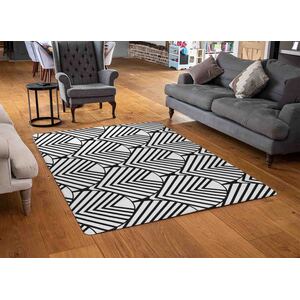 Black Geometric Decoration Designer Rug