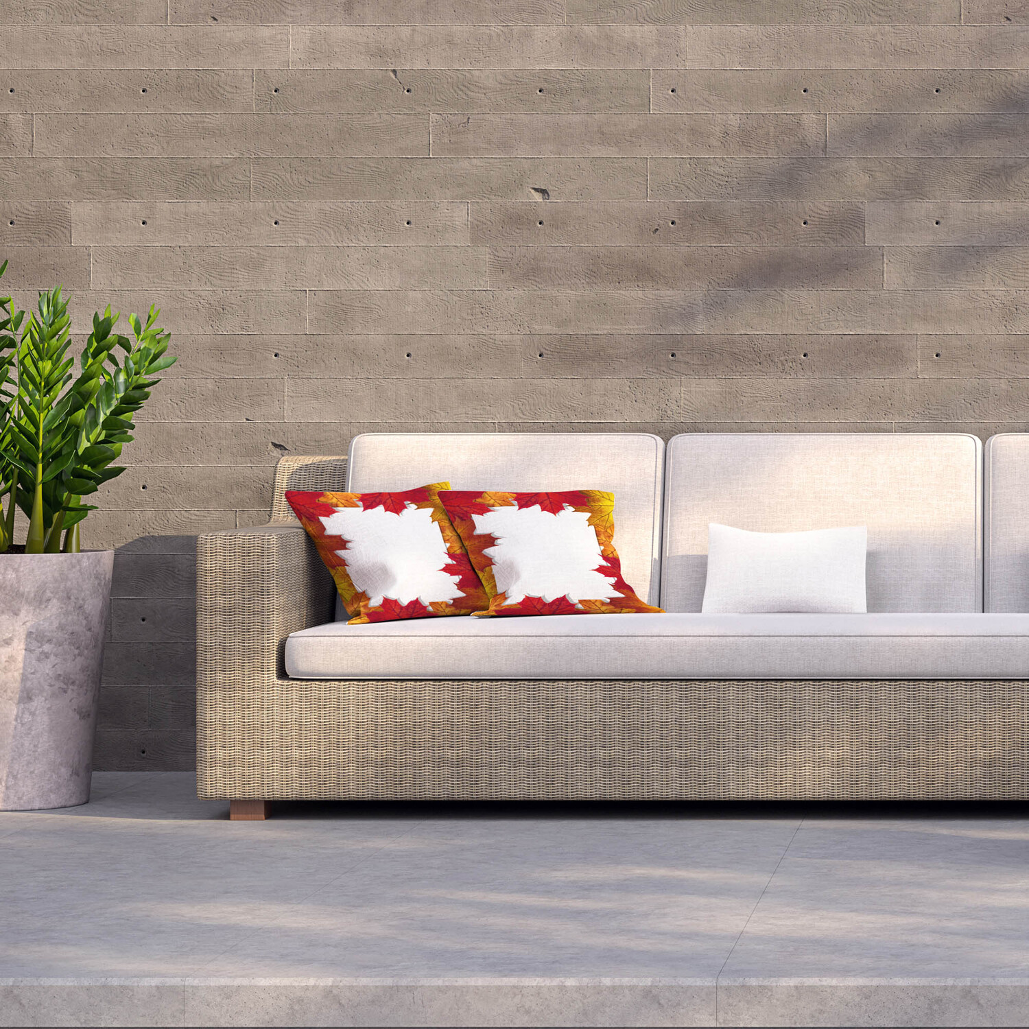 Autumn Border Outdoor Cushion - Red / 60cm