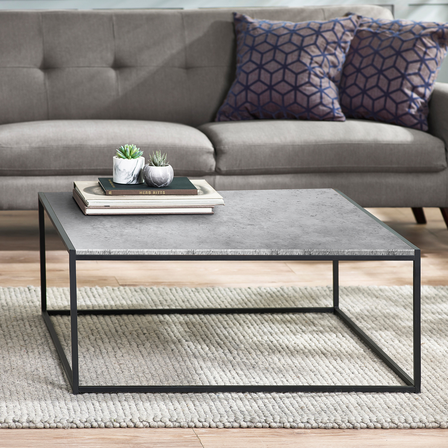 Staten Square Coffee Table - Concrete Effect