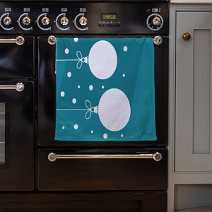 Green Christmas Baubles Kitchen Towel