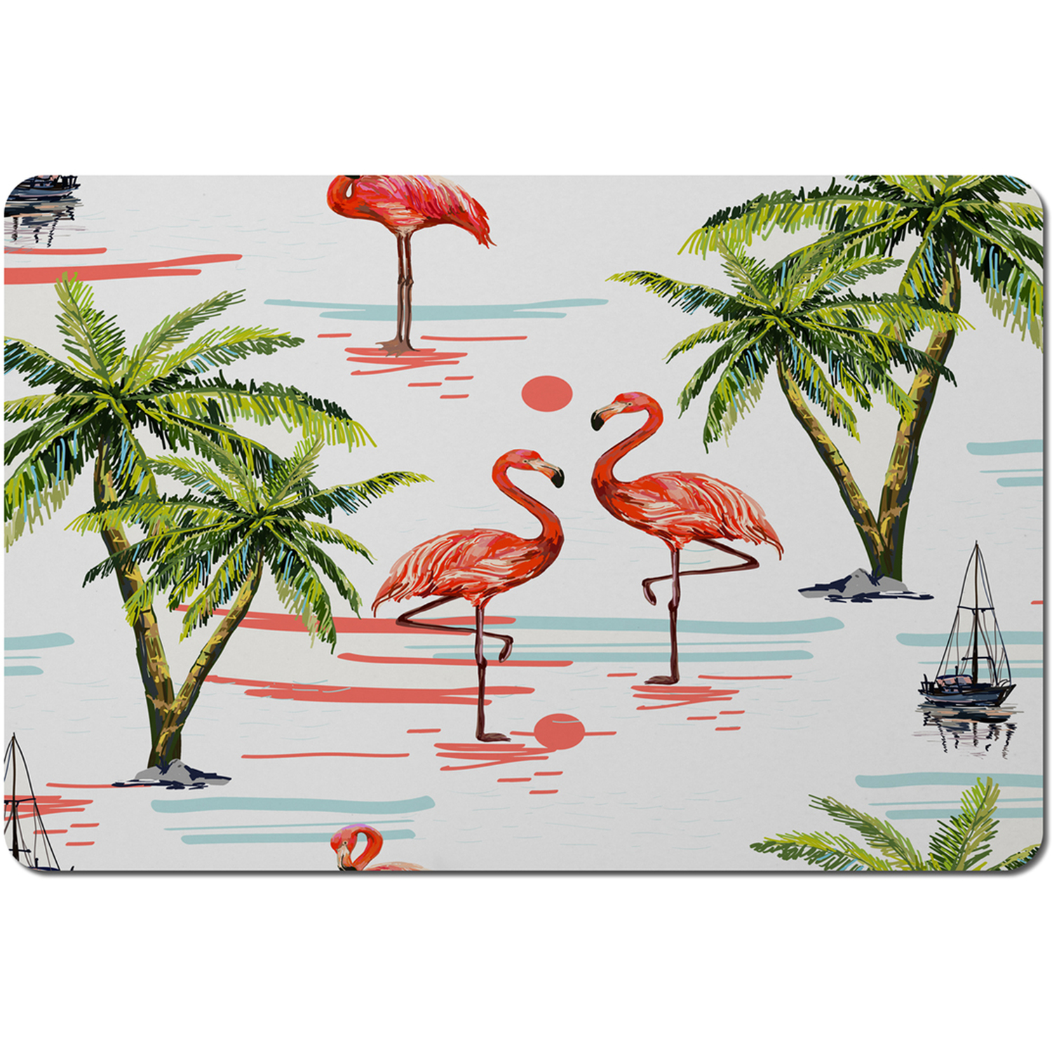 Flamingo  Palm Trees Placemat - Pink