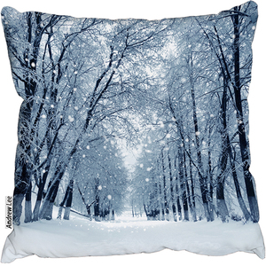 Snowstorm In Park Outdoor Comfy Cushion